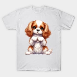 Valentine Cavalier King Charles Spaniel Dog Giving Heart Hand Sign T-Shirt